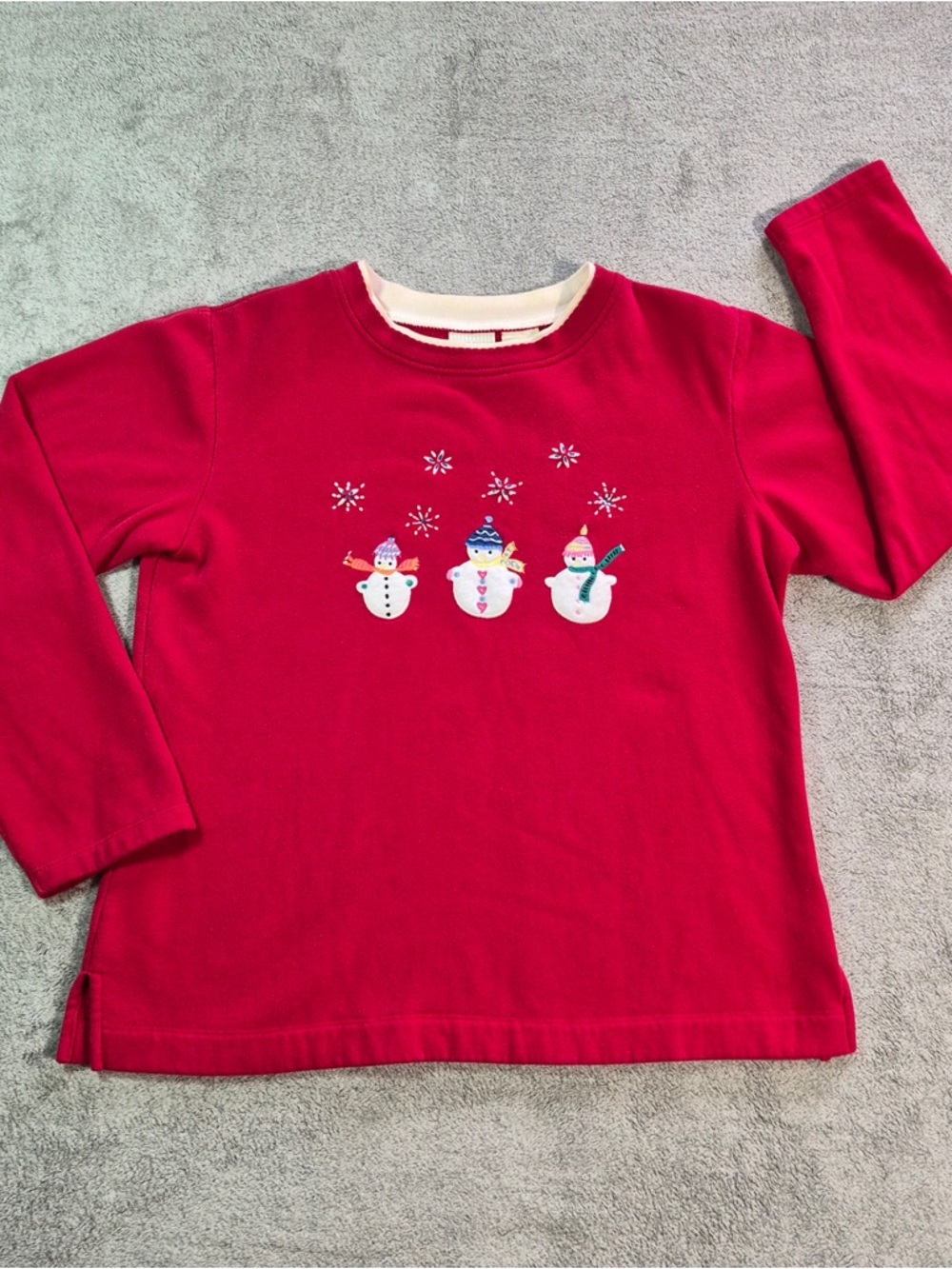 90’s Vintage White Stag Red Long-Sleeve Snowman Crewneck Sweatshirt VTG